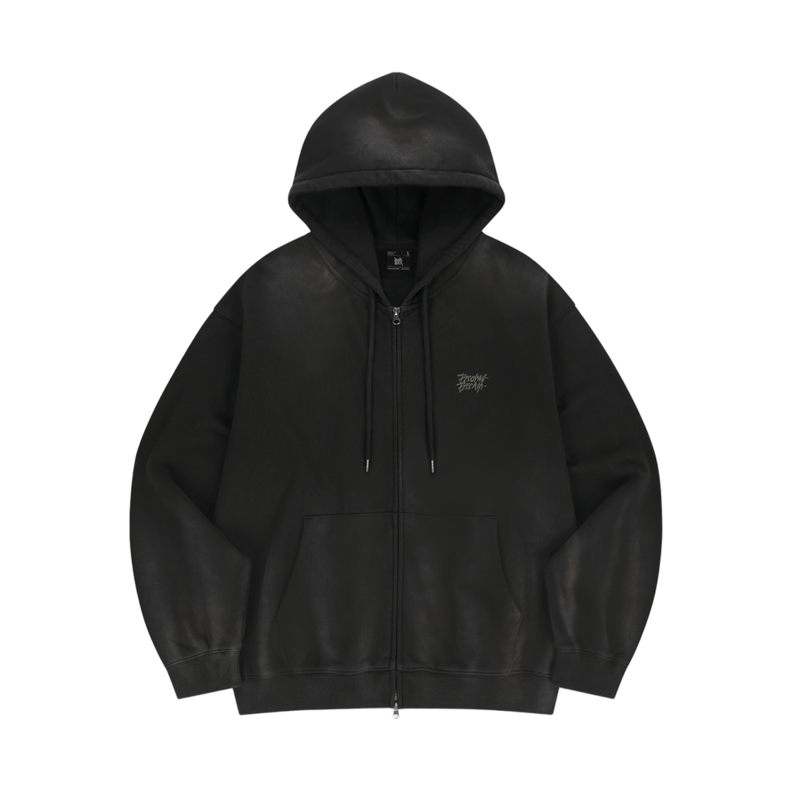 BLSMHZ003BK Brownbreath Crush Tag Dirty Hood Zip Up Black