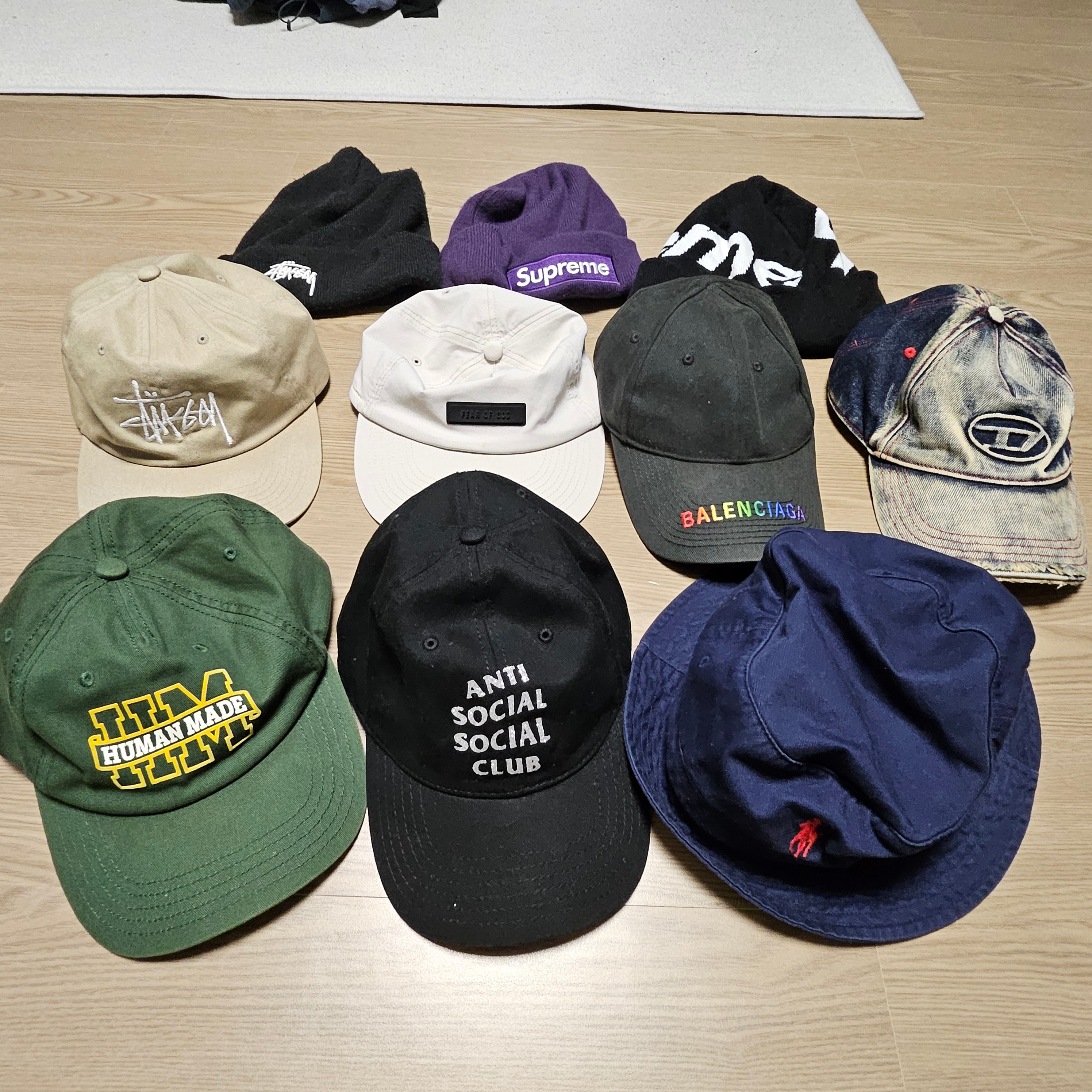 Human Made 5-Panel Twill Cap #1 Green, Stussy Basic Strapback Cap Khaki 착용 스타일 - 1