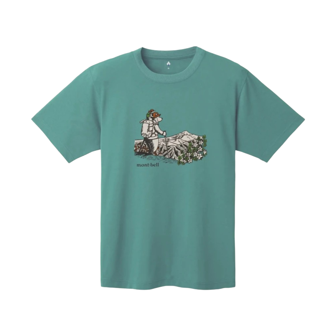 1114845 Montbell Wickron Hiking Bear T-Shirt Blue Green