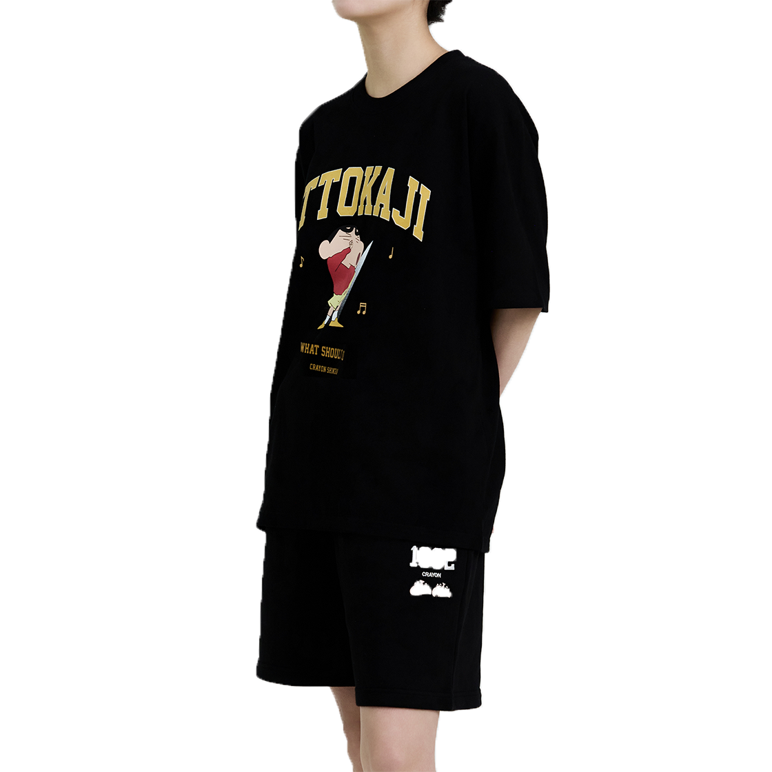 댄꼼마 X 짱구 1992 트레이닝 반바지 (블랙)(DANCOMMA x Crayon Shin-chan 1992 Sweat Shorts (Black)) - 5