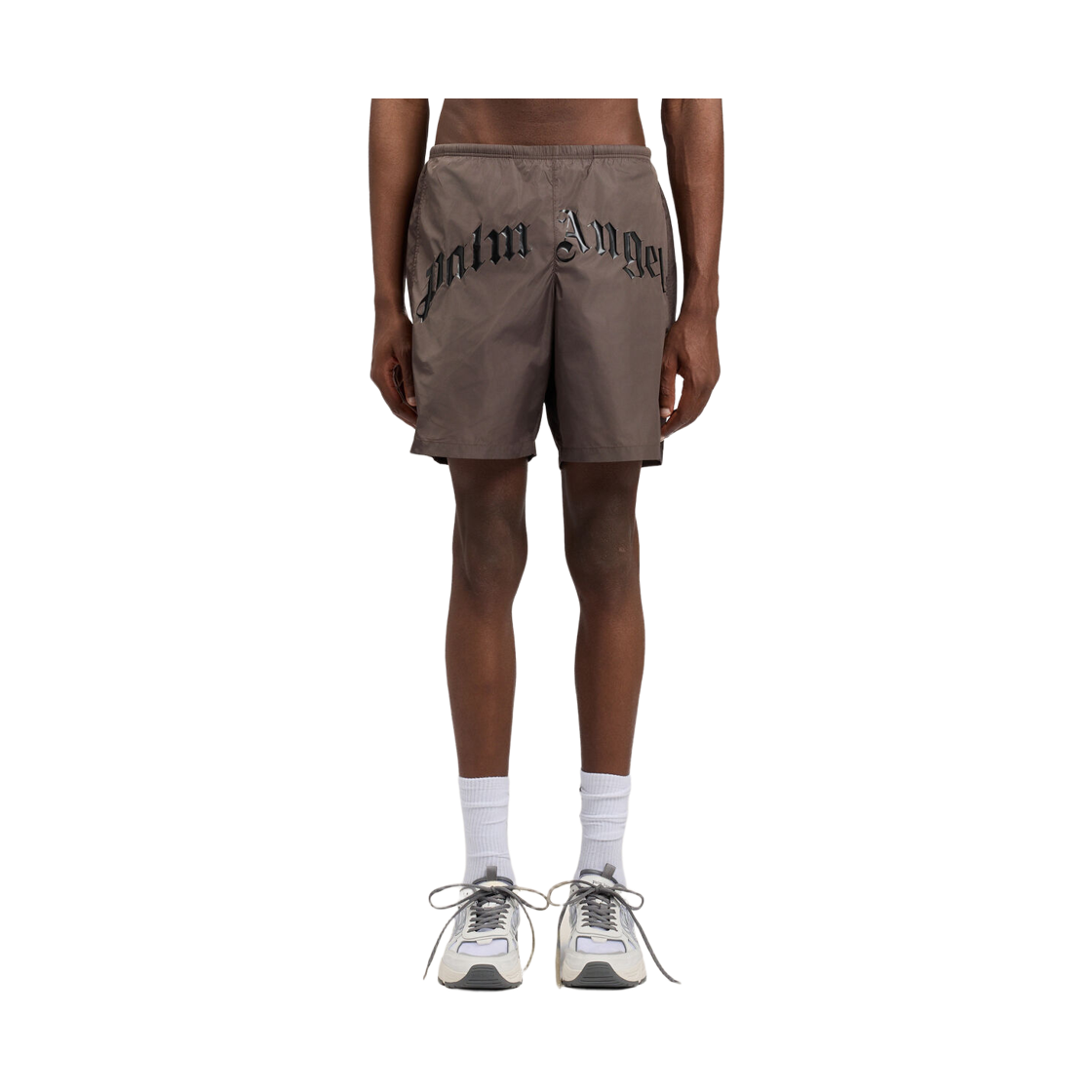 팜엔젤스 커브드 로고 스윔쇼츠 - 브라운 블랙(Palm Angels Curved Logo Swimshort - Brown Black) - 2