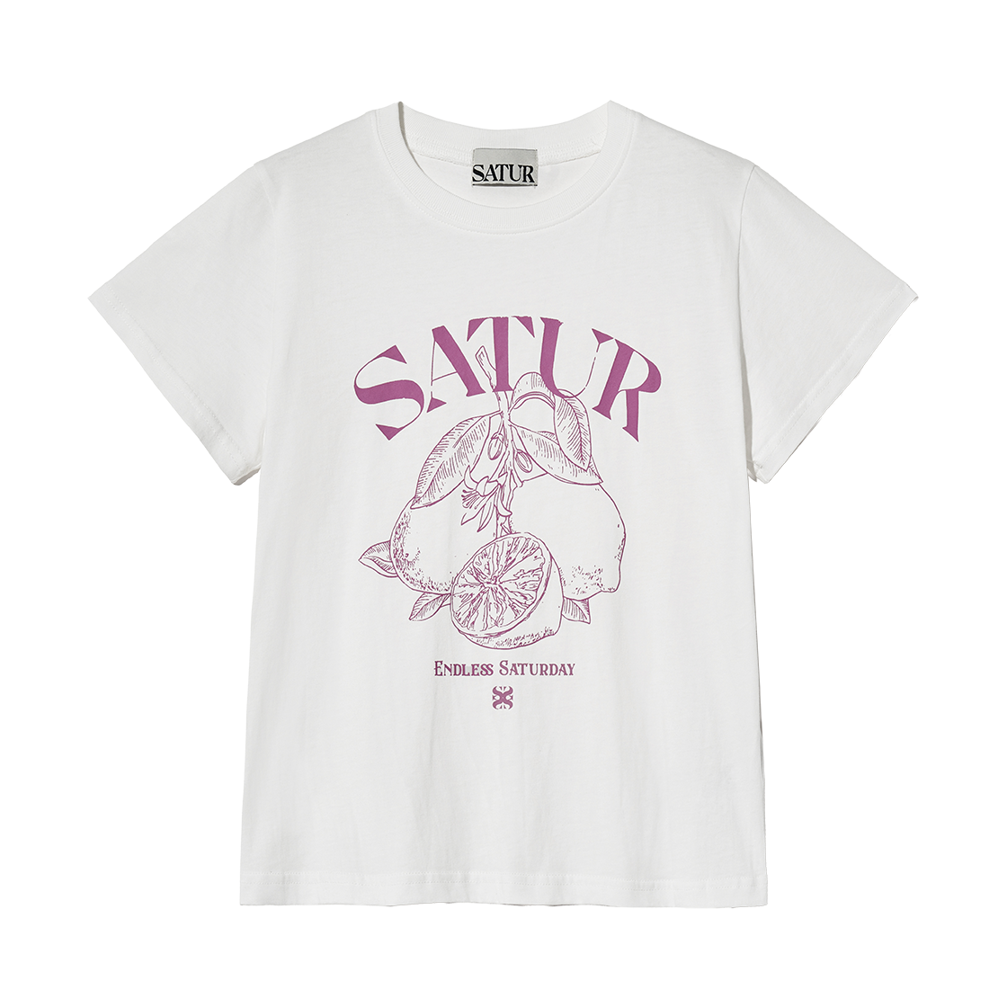 세터 우먼 카프리 시트론 드로잉 썸머 그래픽 반팔 티셔츠 마젠타 퍼플(SATUR W Capri Citron Drawing Summer Graphic T-Shirt Magenta Purple)