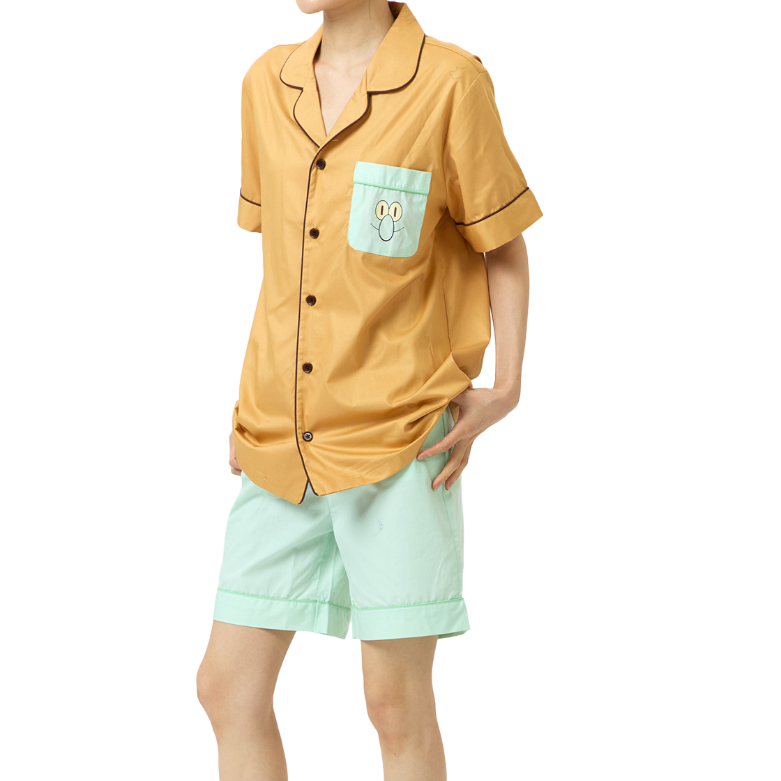 댄꼼마 x 스폰지밥 징징이 반팔 잠옷(DANCOMMA x SpongeBob SquarePants Squidward Tentacles Short Sleeve Pajama Set) - 5