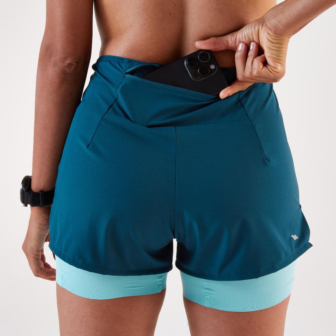 데카트론 여성 3인치 러닝 투인원 쇼츠 런 500 틸 블루(DECATHLON Women's 3-inch Running 2-in-1 Shorts Run 500 Teal Blue) - 5
