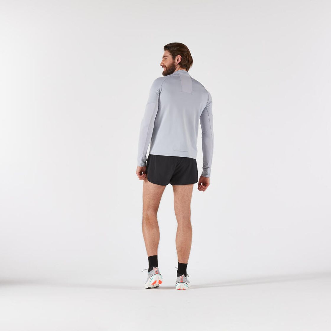 데카트론 남성 하프집 러닝 긴팔 티 런 웜 500 실버 그레이(DECATHLON Men’s Half-Zip Running Long-Sleeved T-Shirt Run Warm 500 Silver Grey) - 3