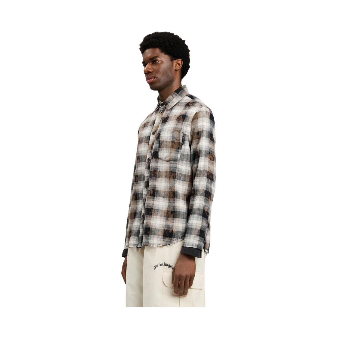 팜엔젤스 클래식 로고 체크 셔츠 롱슬리브 - 블랙 오프 화이트(Palm Angels Classic Logo Check Shirt L/S - Black Off White) - 3