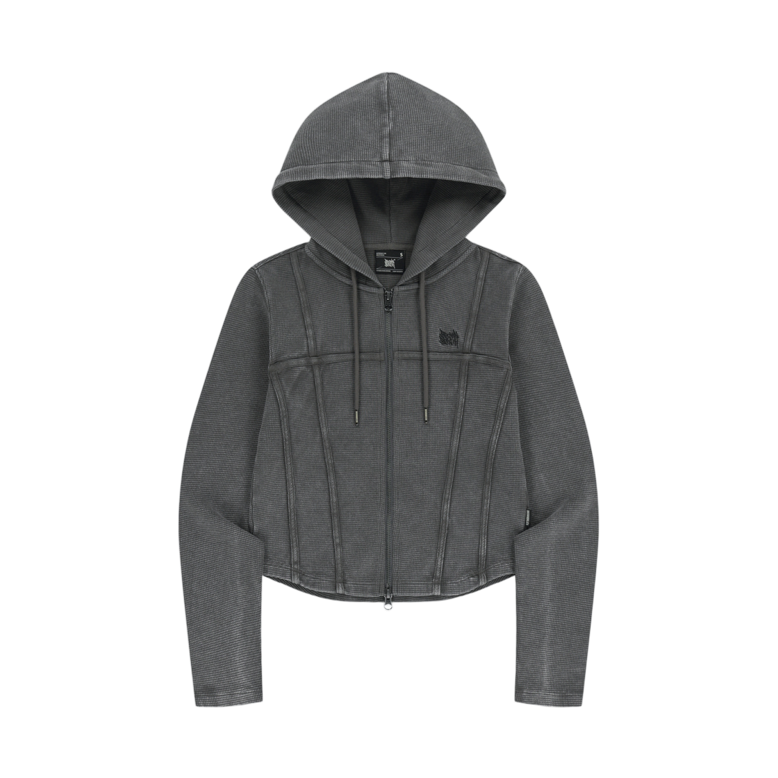 (W) 브라운브레스 와플 피그먼트 후드 집업 차콜((W) Brownbreath Waffle Pigment Hood Zip Up Charcoal) - 1