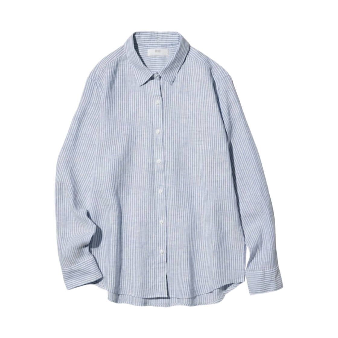 483869-63 (W) Uniqlo Striped Premium Linen Shirt Blue - JP