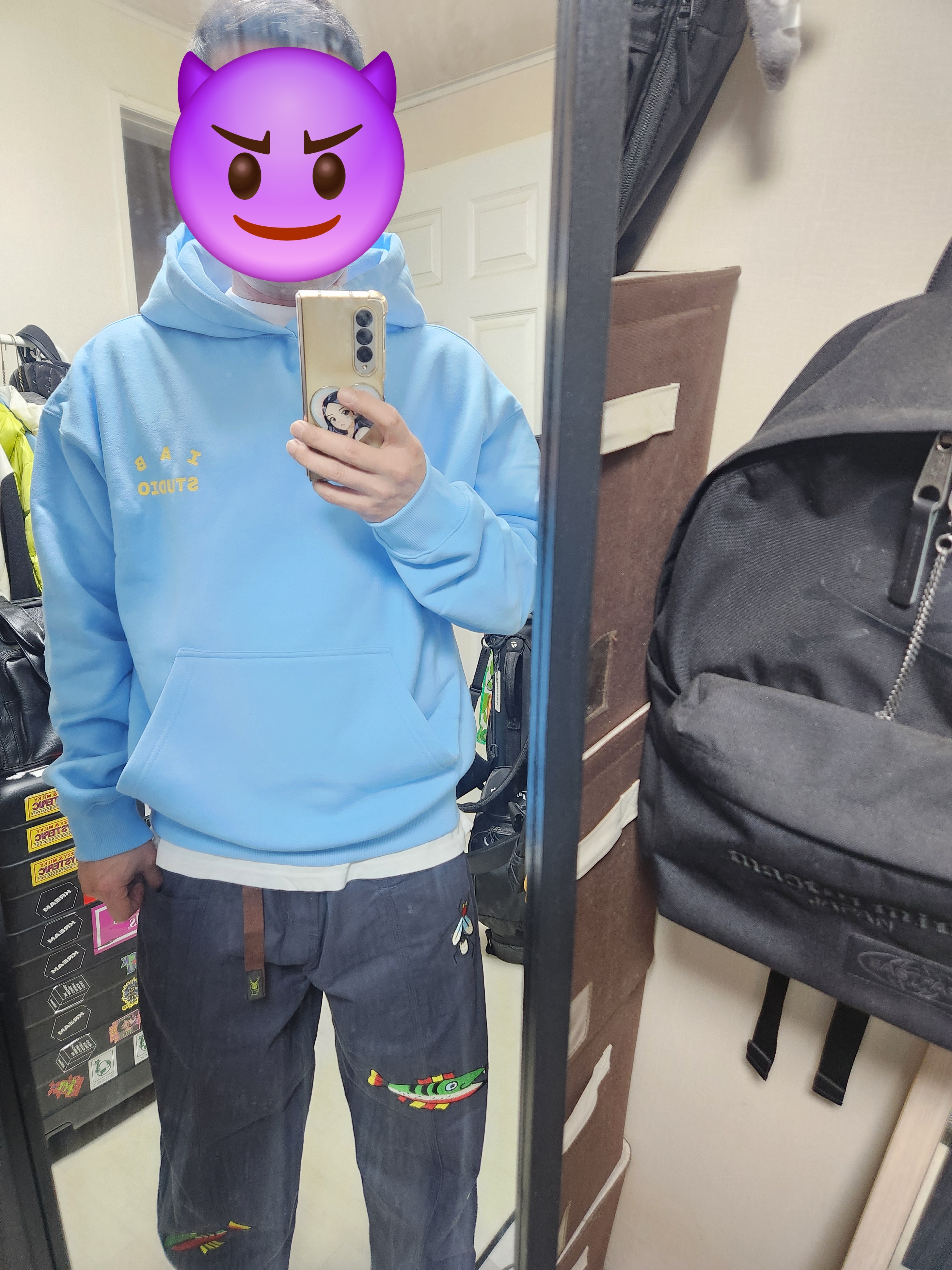 IAB Studio Hoodie Sky Blue Lemon, Casio AQ-230A-2A2MQY 착용 스타일 - 1