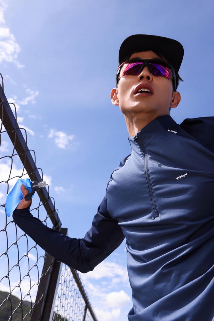 데카트론 남성 하프집 러닝 긴팔 티 런 드라이 500 스틸 블루(DECATHLON Men’s Half-Zip Running Long-Sleeved T-Shirt Run Dry 500 Steel Blue) - 8