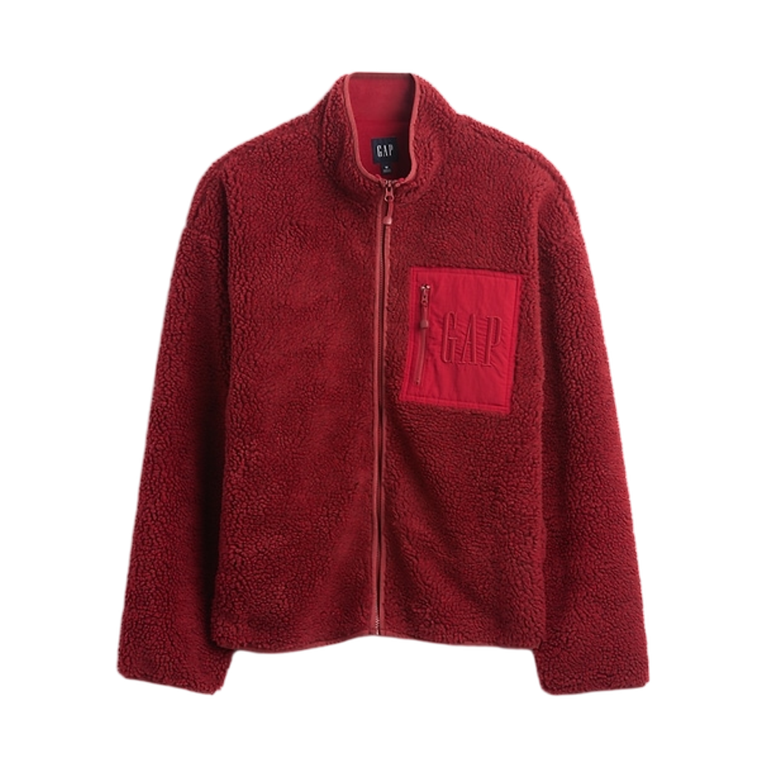 갭 리사이클 쉐르파 오버사이즈 로고 집 자켓 레드(Gap Recycled Sherpa Oversized Logo Zip Jacket Red) - 1