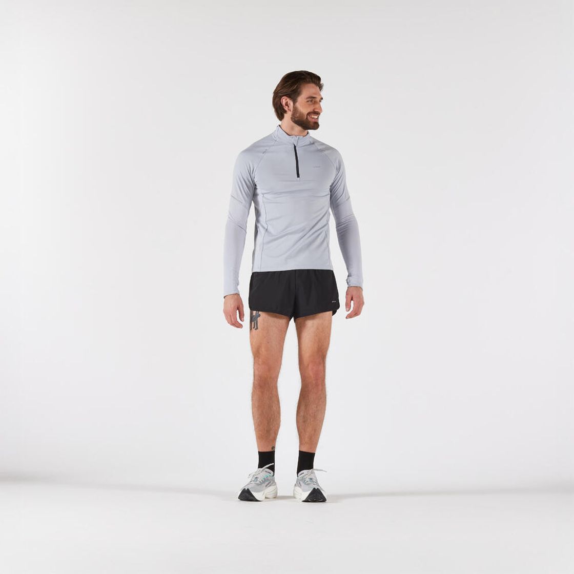 데카트론 남성 하프집 러닝 긴팔 티 런 웜 500 실버 그레이(DECATHLON Men’s Half-Zip Running Long-Sleeved T-Shirt Run Warm 500 Silver Grey) - 2