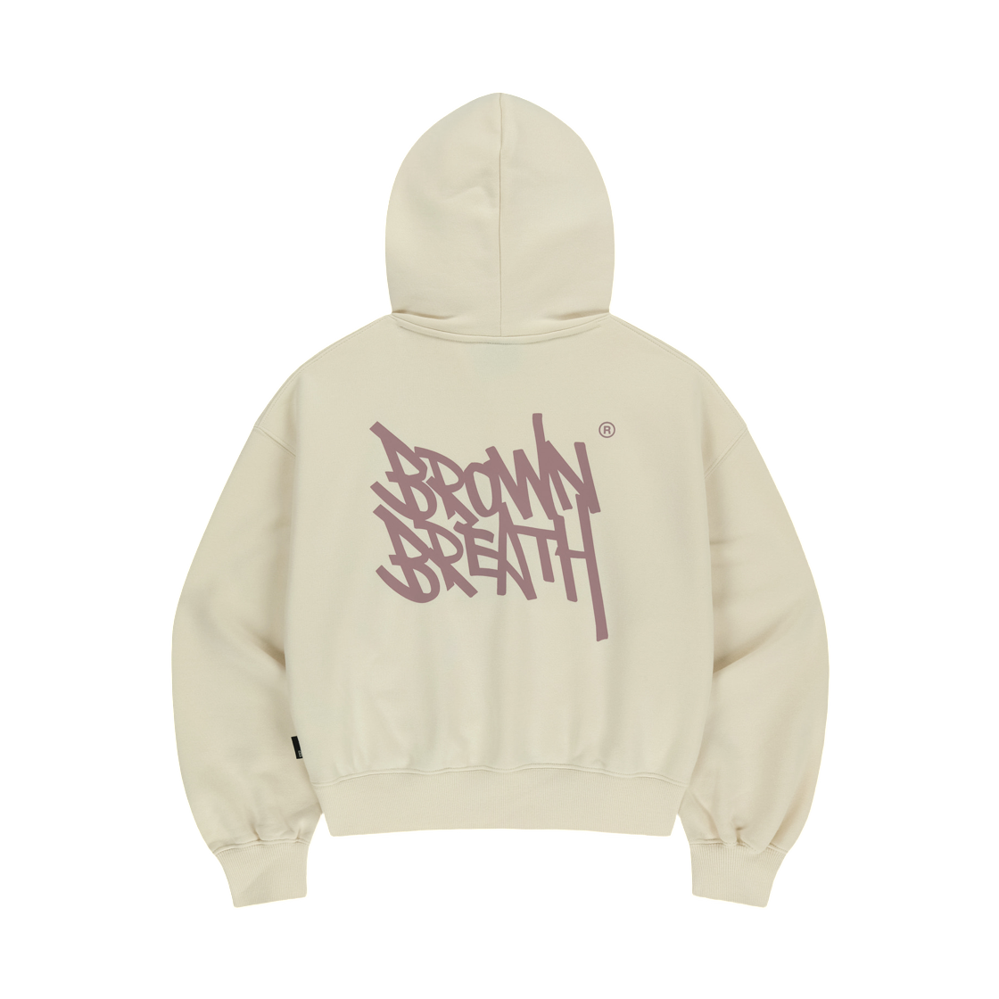 (W) 브라운브레스 태그 크롭 후디 아이보리((W) Brownbreath Tag Crop Hoodie Ivory) - 1