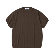 Knitted Shelron Cooling Single Crop Henly-Neck Knit Brown