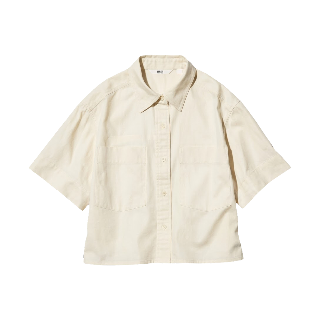 483877-30 Uniqlo Half Sleeve Denim Boxy Shirt Natural - JP
