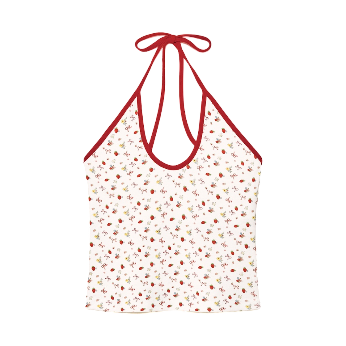 (W) 글로니 와일드 홀터 캐미솔 스트로베리 보우((W) Glowny Wild Halter Camisole Strawberry Bow) - 1