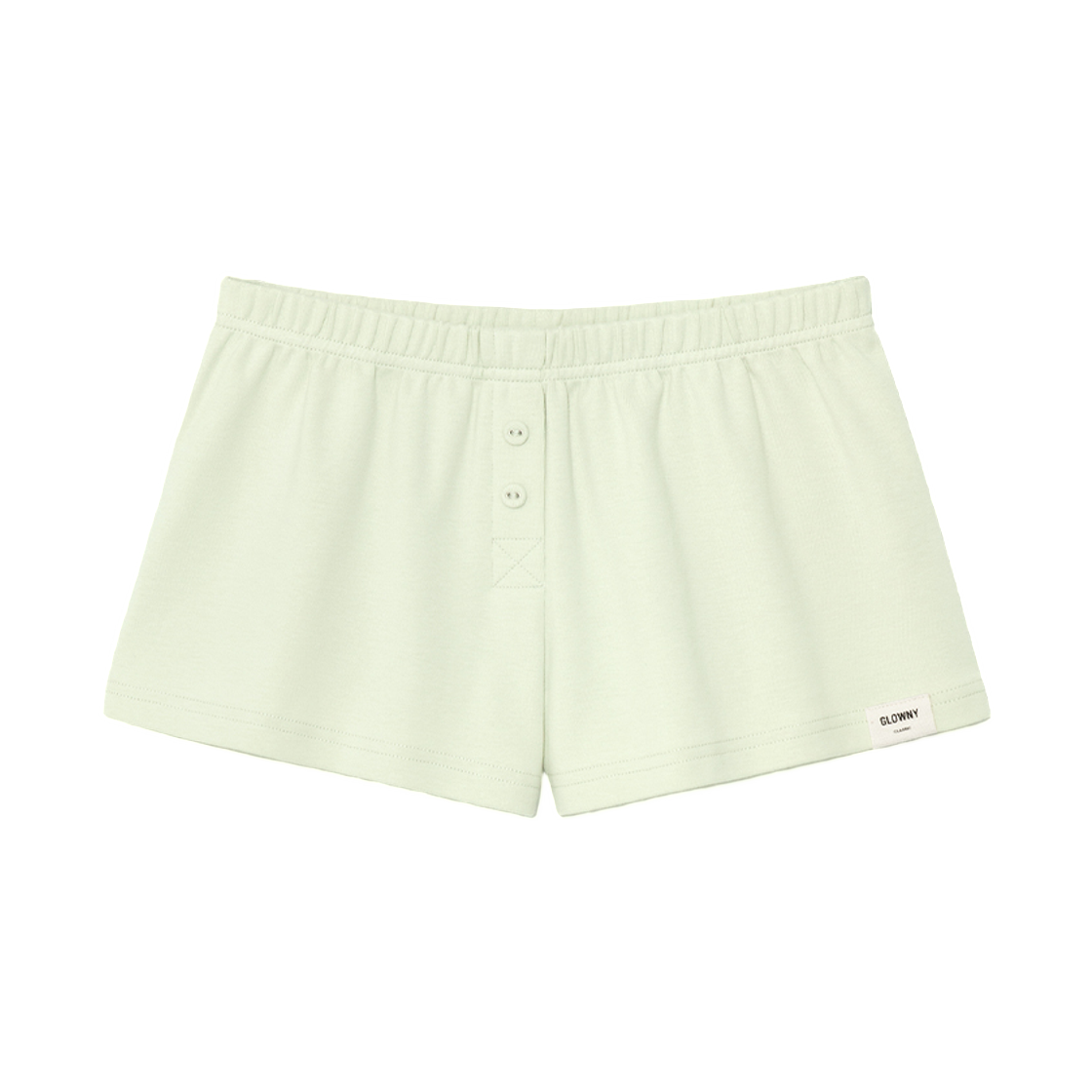 (W) 글로니 버튼 플라이 미니 쇼츠 피스타치오((W) Glowny Button Fly Mini Shorts Pistachio) - 1