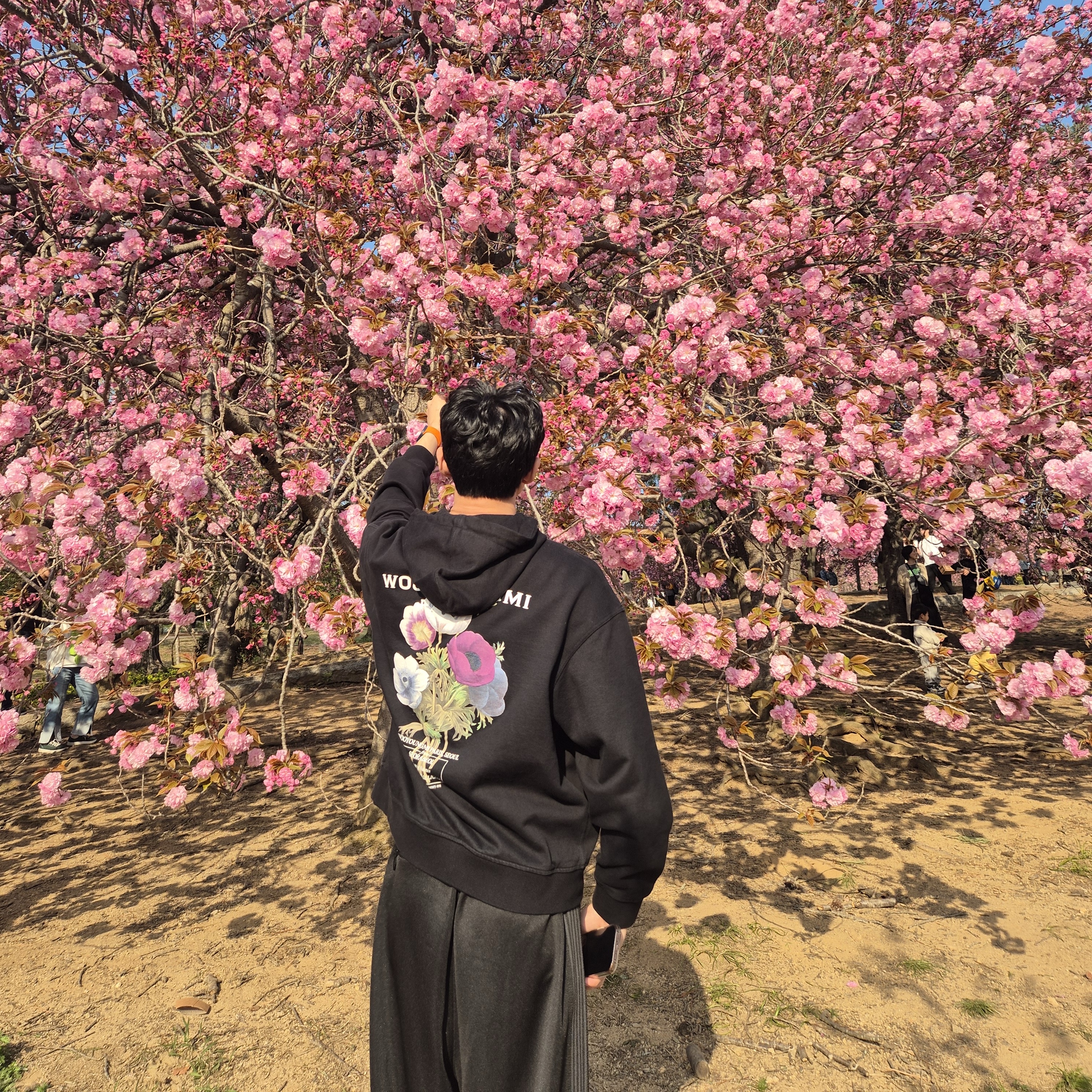 Wooyoungmi Flower Back Logo Hoodie Black - 23FW, Needles H.D. Track Pants Poly Smooth Black (LHP, Studious) 착용 스타일 - 1