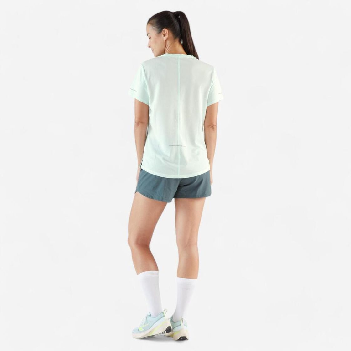 데카트론 여성 3인치 러닝 경량 쇼츠 런 드라이 500 스모크 그린(DECATHLON Women's 3-inch Running Lightweight Shorts Run Dry 500 Smoke Green) - 3