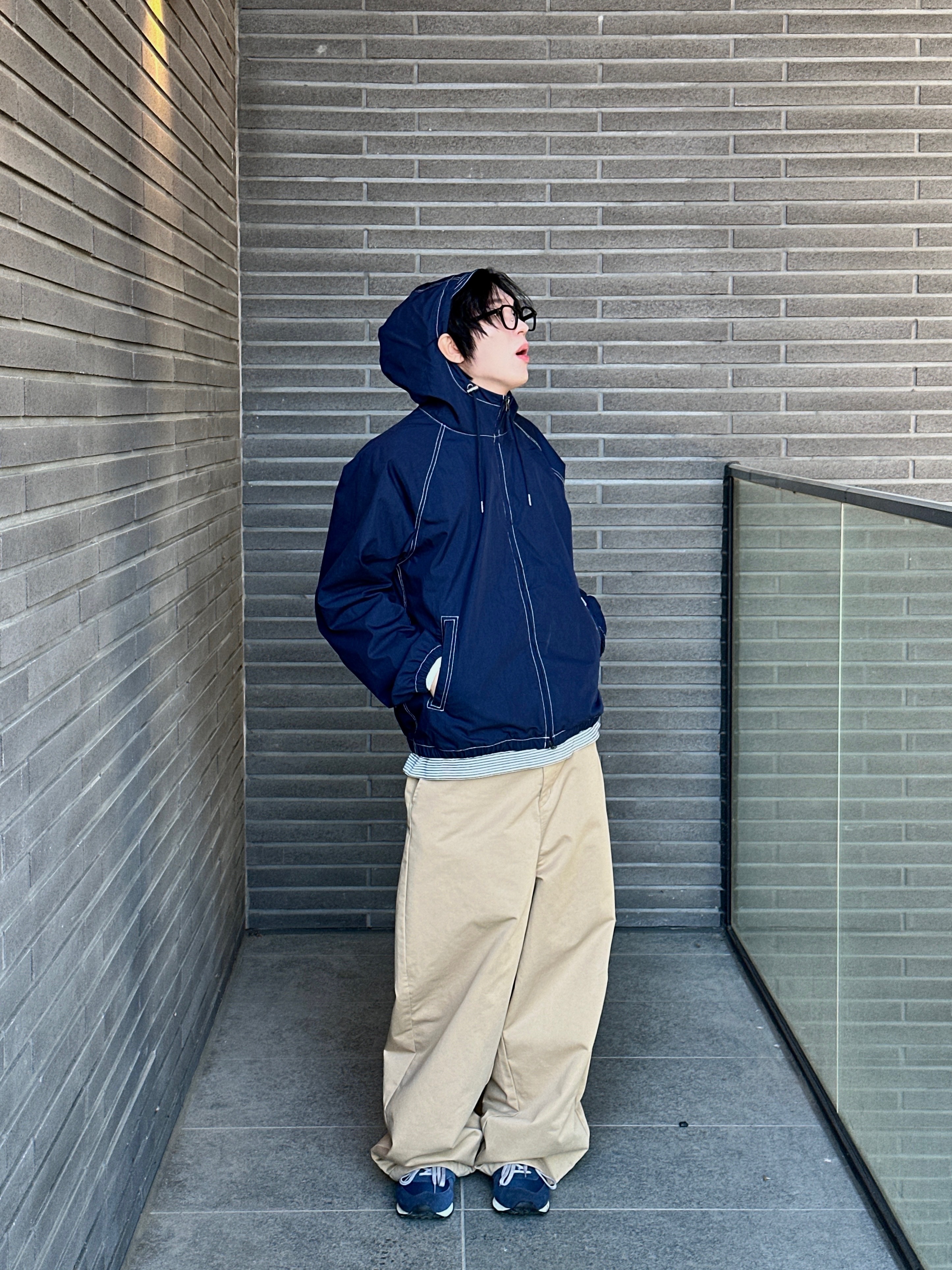 New Balance 574 Navy - D Standard 착용 스타일 - 5