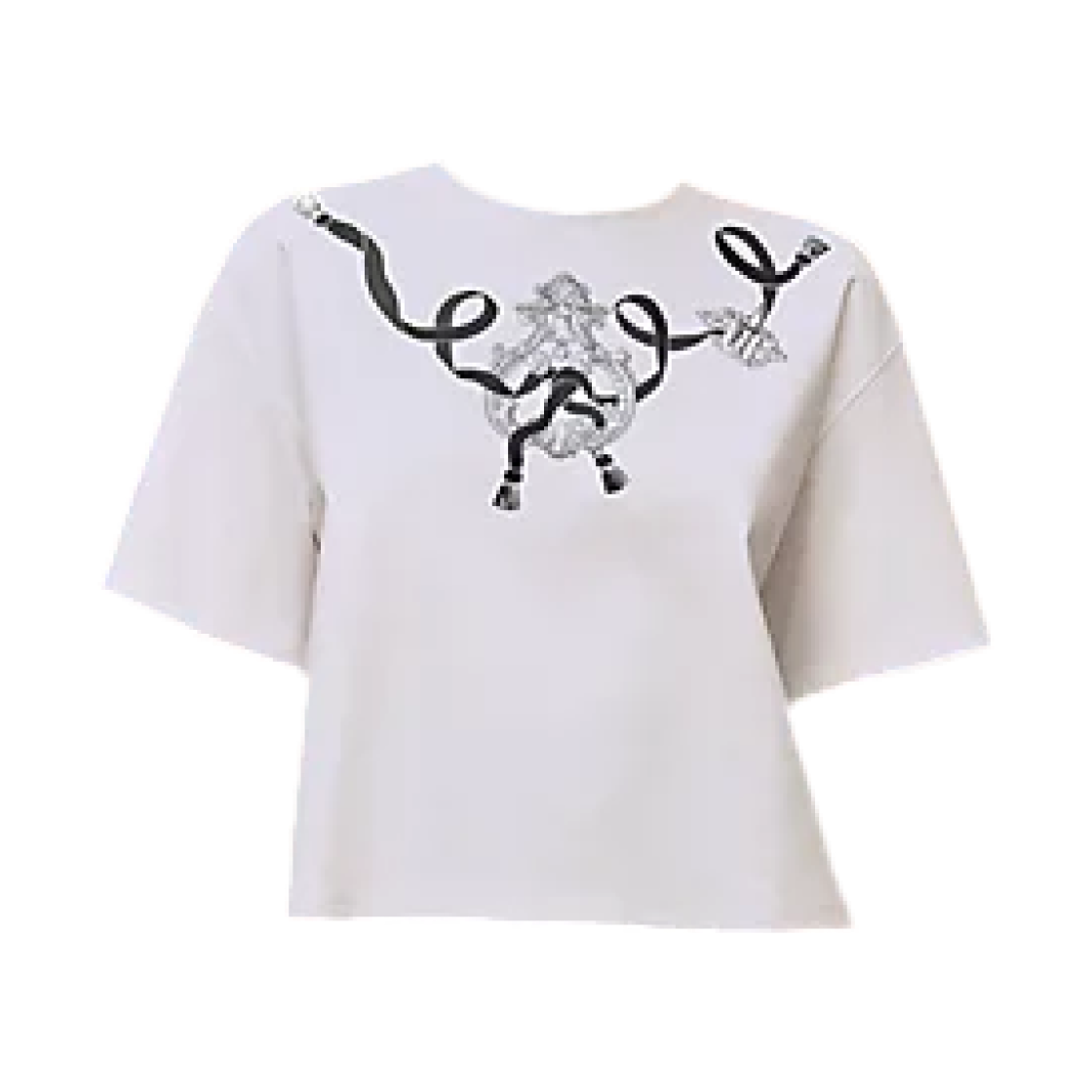 (W) 에르메스 프린티드 박시 티셔츠 블랑((W) Hermes Printed Boxy T-Shirt Blanc) - 1