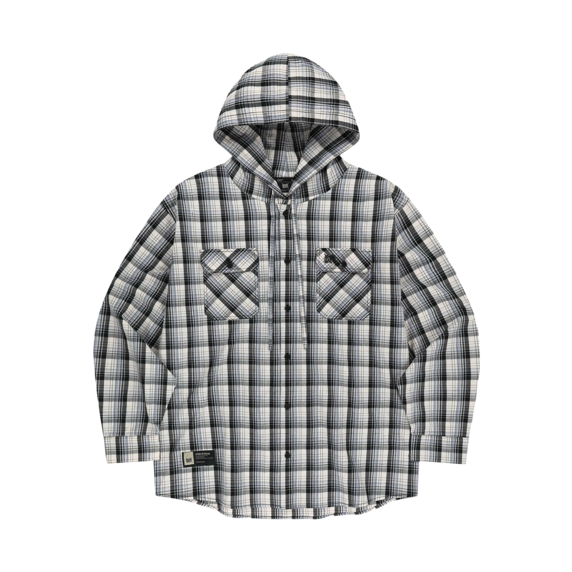 BLMMSH001BK Brownbreath Check Hood Shirts Black