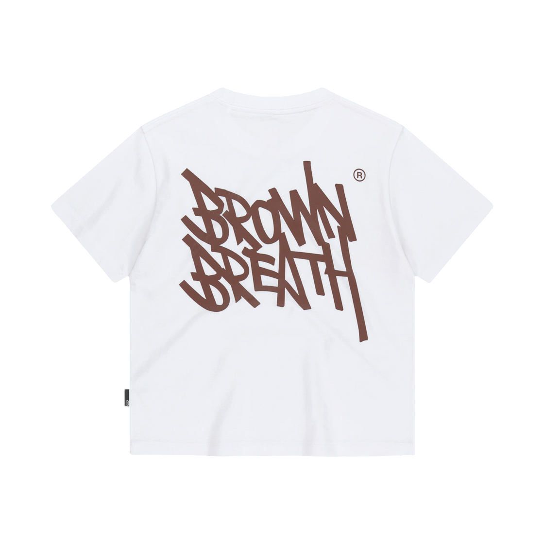 (W) 브라운브레스 태그 크롭 티셔츠 화이트((W) Brownbreath Tag Crop T-Shirt White)