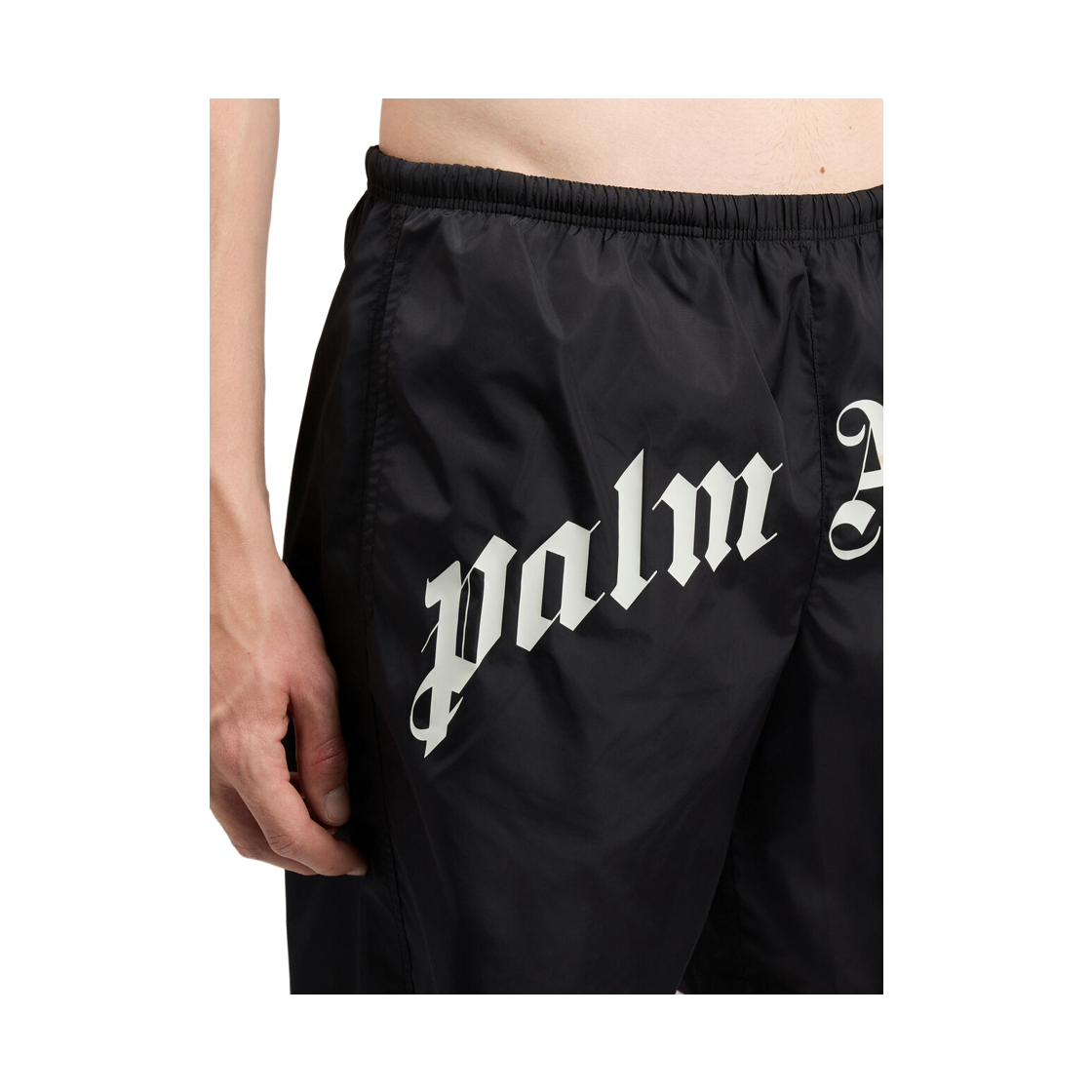 팜엔젤스 커브드 로고 스윔쇼츠 - 블랙 오프 화이트(Palm Angels Curved Logo Swimshort - Black Off White) - 5