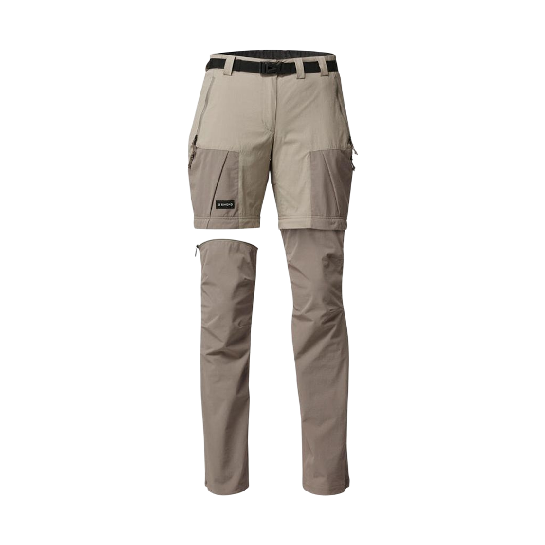 8938185 DECATHLON Women's Backpacking 2-in-1 Zip-off Pants MT500 Ash Beige