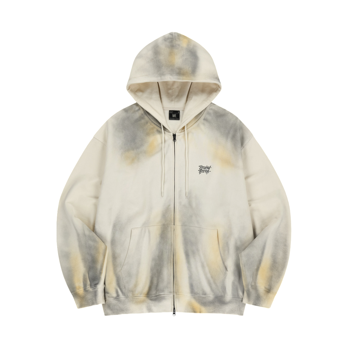 BLSMHZ003BE Brownbreath Crush Tag Dirty Hood Zip Up Beige