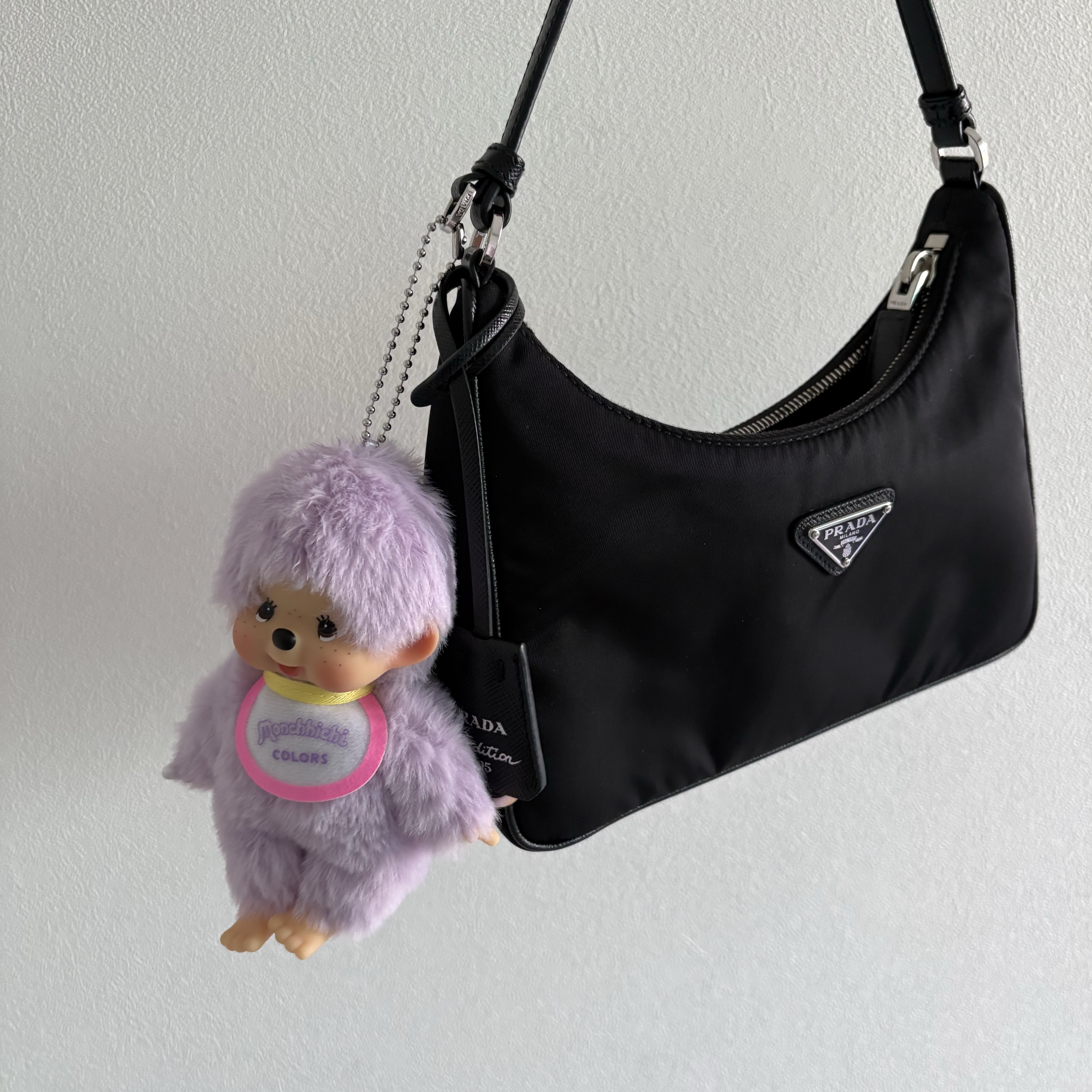 Monchhichi Colors Key Chain Purple 착용 스타일 - 2