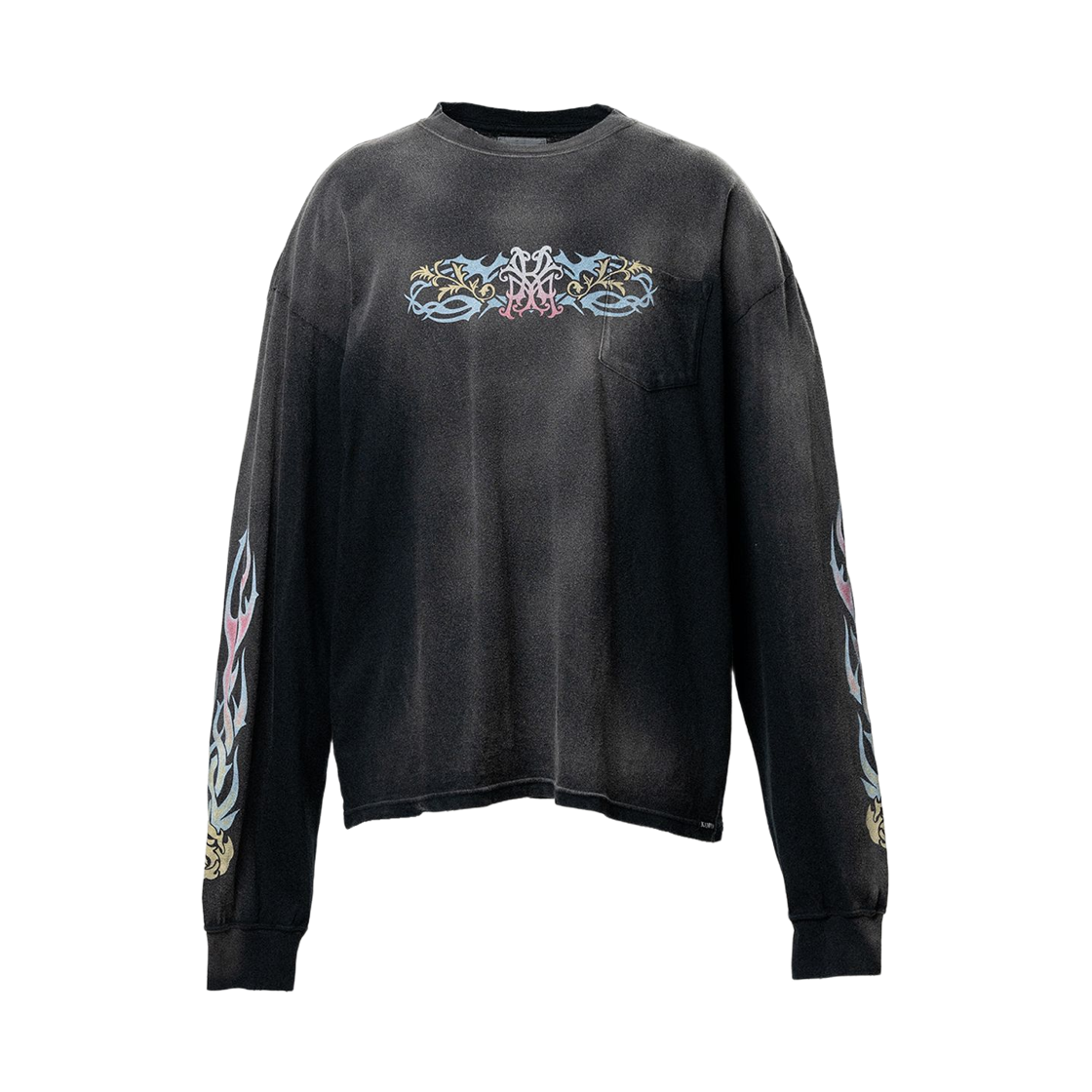 카미야 로즈 Kmy 디스트레스드 롱슬리브 티셔츠 블랙(Kamiya Rose Kmy Distressed Long Sleeve T-Shirt Black)