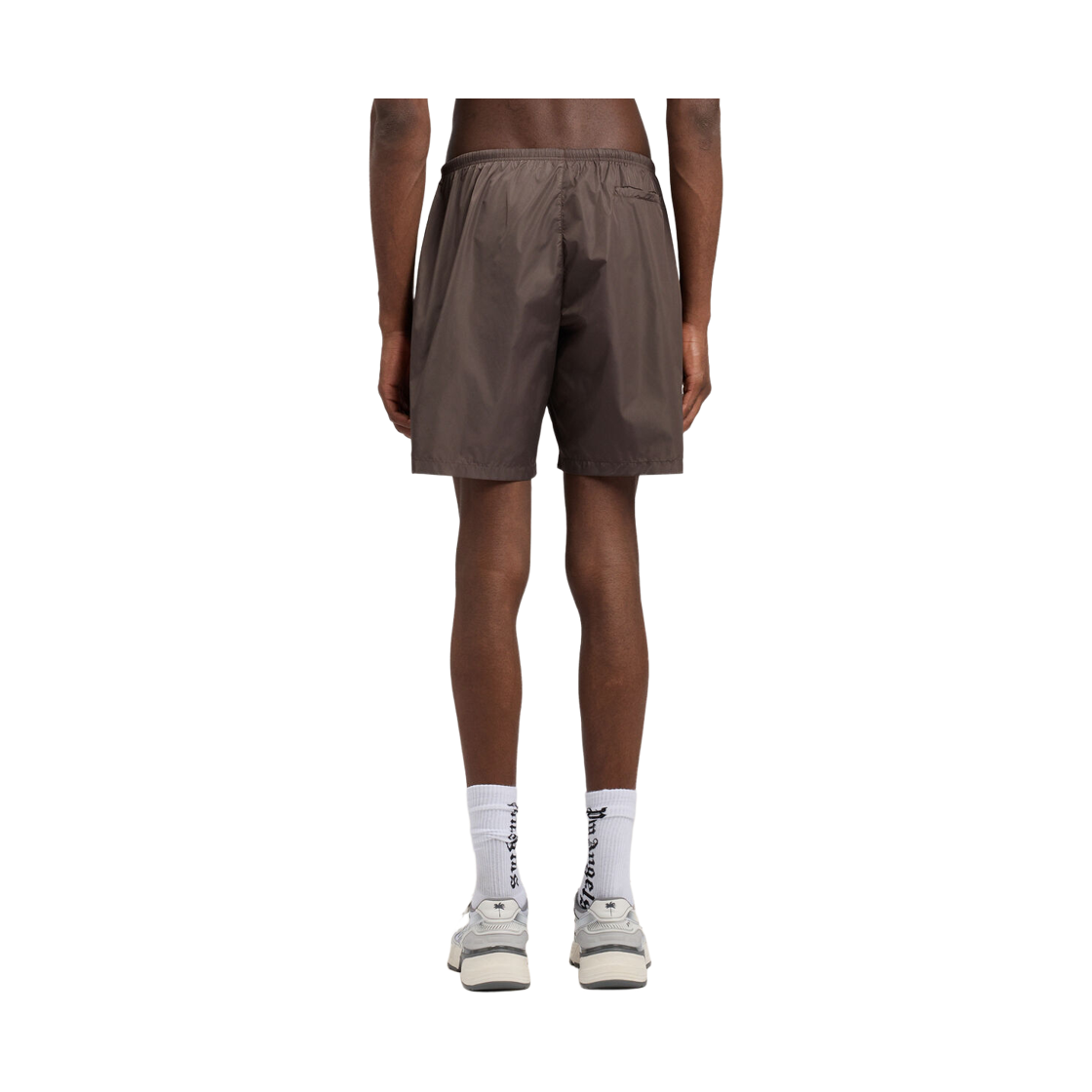 팜엔젤스 커브드 로고 스윔쇼츠 - 브라운 블랙(Palm Angels Curved Logo Swimshort - Brown Black) - 4