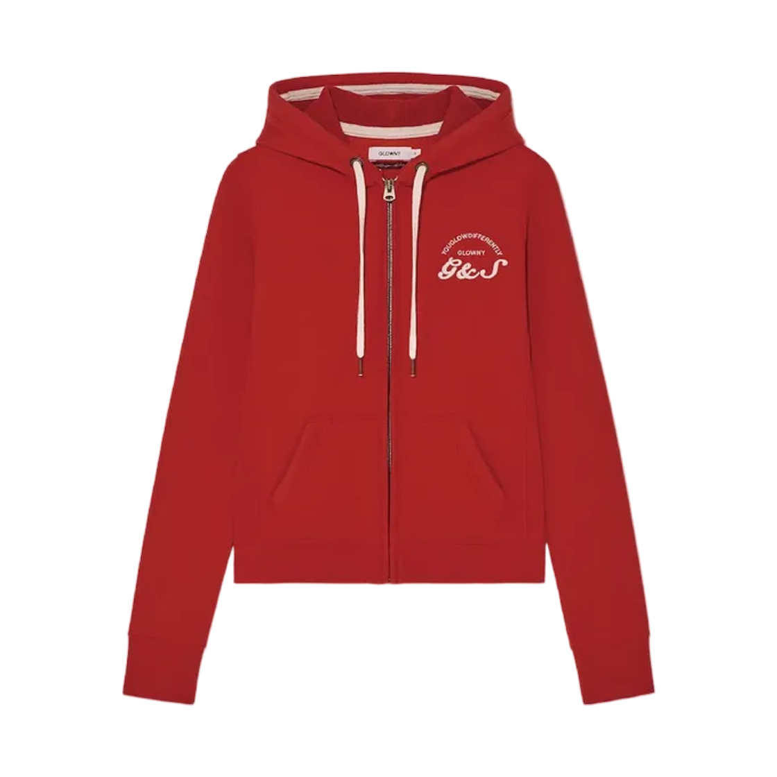 - (W) Glowny Bold Crop Zip Up Red