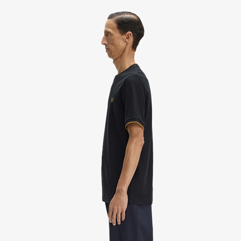 프레드페리 트림 디테일 크레이프 피케 티셔츠 블랙(Fred Perry Trim Detail Crepe Pique T-Shirt Black) - 2