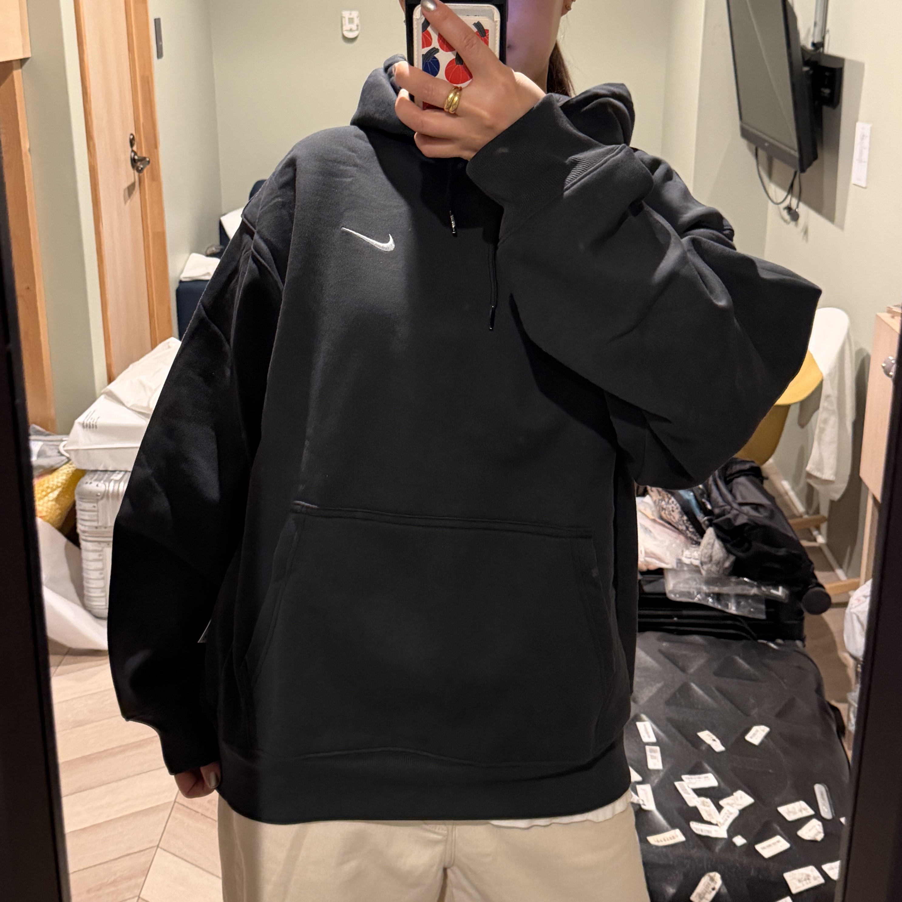Palace x Nike Font Swoosh T-Shirt Black - 26SS, Palace x Nike Font Swoosh Hood Black - 26SS 착용 스타일 - 2