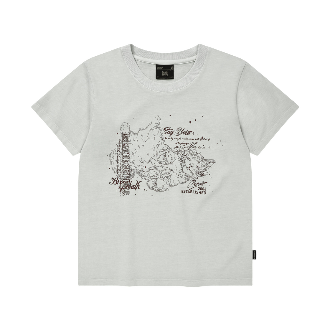 BLMWSTW14LG (W) Brownbreath Sleepy Tag Pigment T-Shirt Light Grey