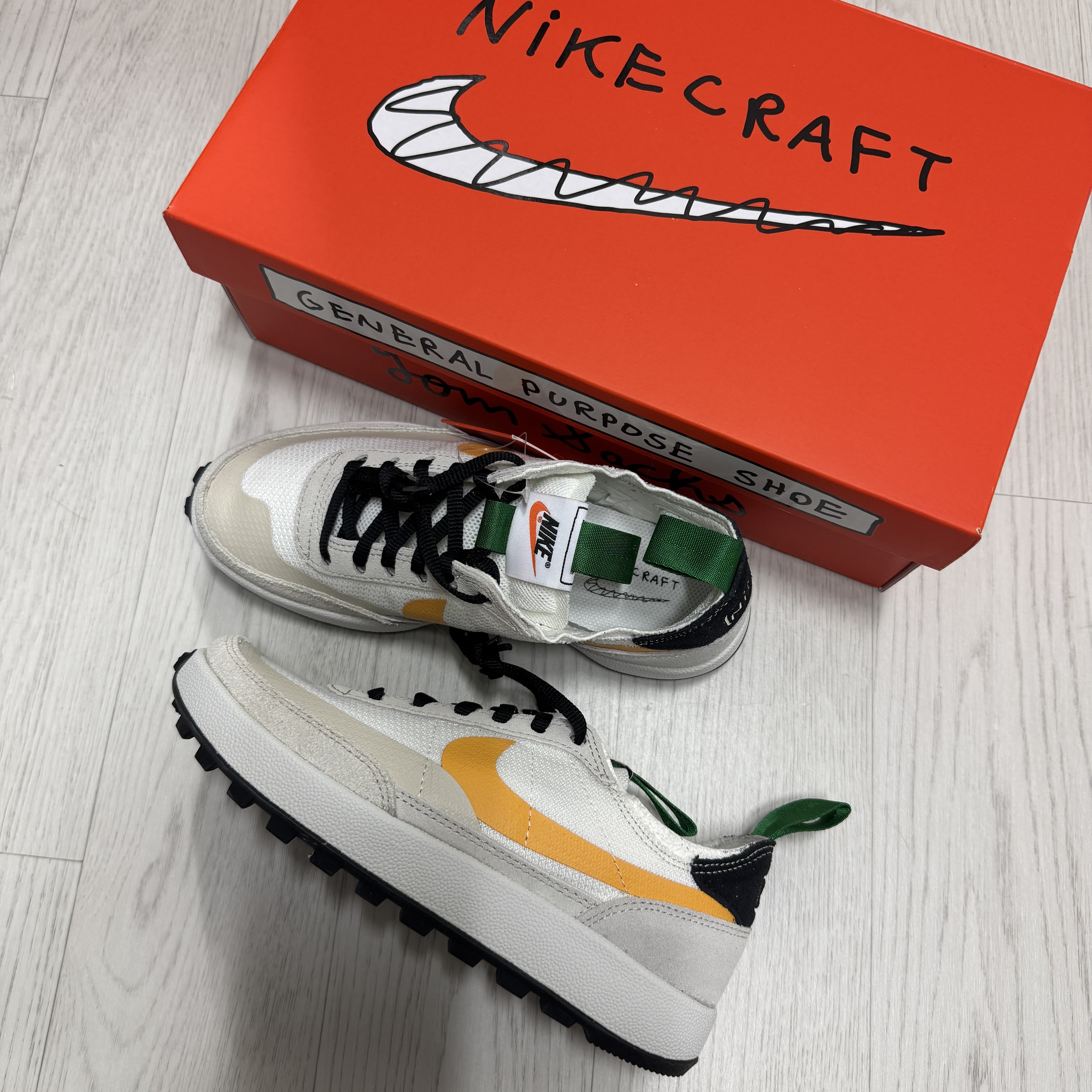 Nike x Tom Sachs General Purpose Shoe Pine Green University Gold 착용 스타일