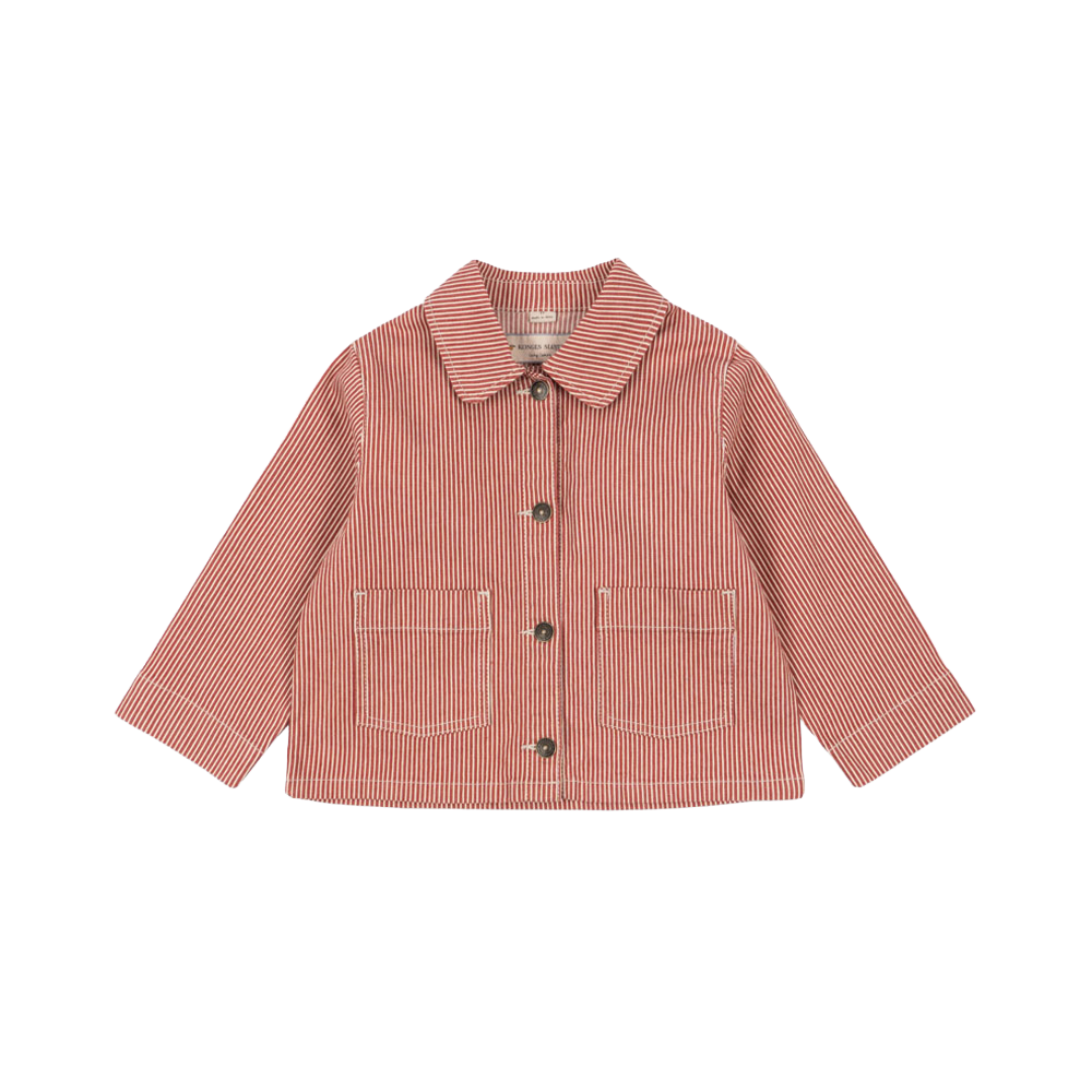 콩제슬래드 룩 셔츠 자켓 루즈(Konges Sløjd Luc Shirt Jacket Gots Milk Rouge Stripe) - 1
