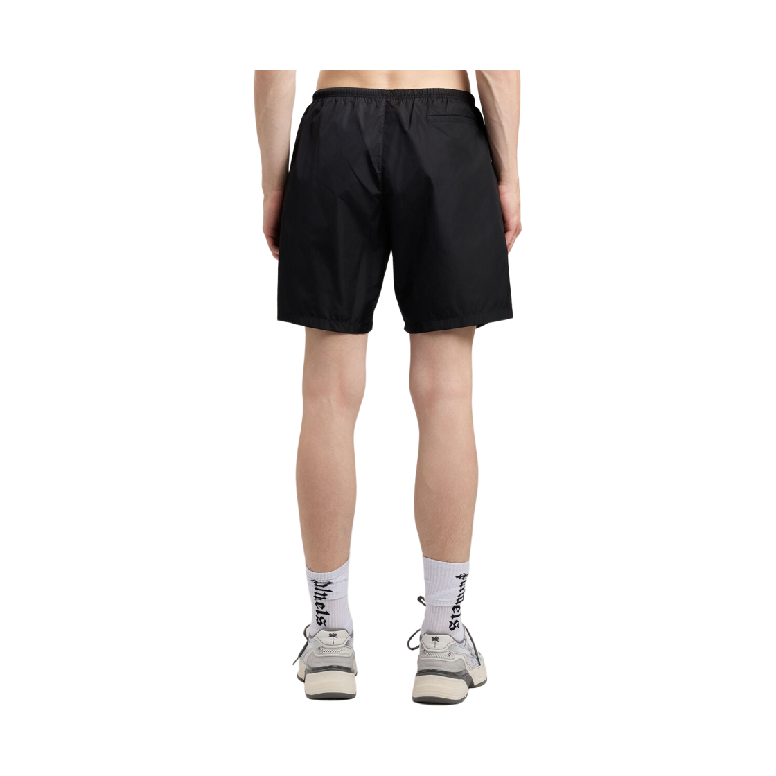 팜엔젤스 커브드 로고 스윔쇼츠 - 블랙 오프 화이트(Palm Angels Curved Logo Swimshort - Black Off White) - 4