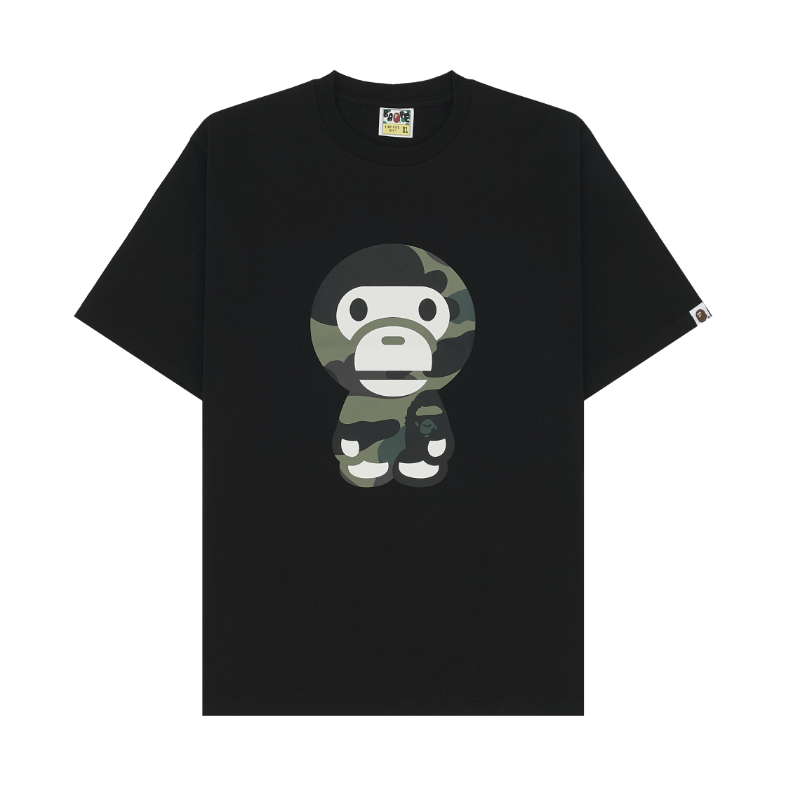 베이프 자이언트 퍼스트 카모 빅 베이비 마일로 티셔츠 블랙 그린(BAPE Giant 1st Camo Big Baby Milo T-Shirt Black Green)