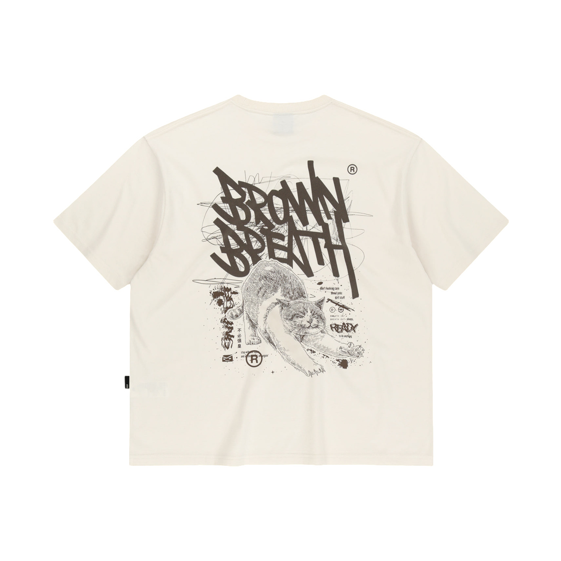 BLMMSTN02IV Brownbreath Kitty Tag T-Shirt Ivory