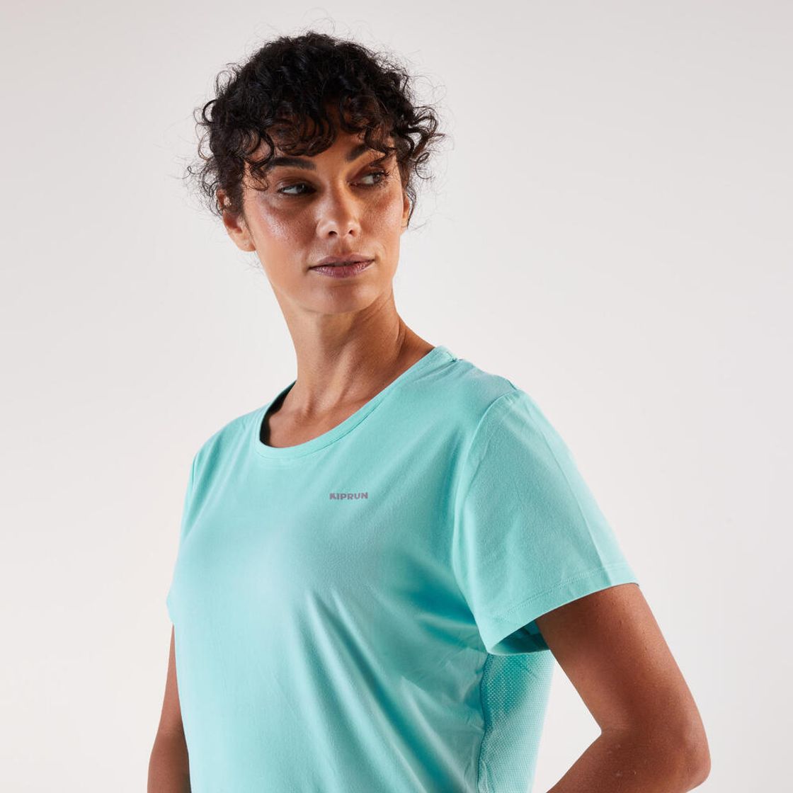 데카트론 여성 러닝 반팔 티 런 드라이 500 라군 블루(DECATHLON Women's Running Short-Sleeved T-Shirt Run Dry 500 Lagoon Blue) - 4