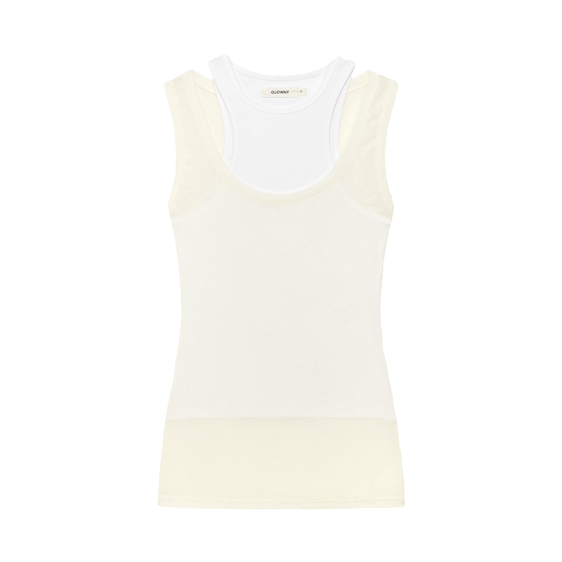 - (W) Glowny Soft Layered Scoop Top Ivory
