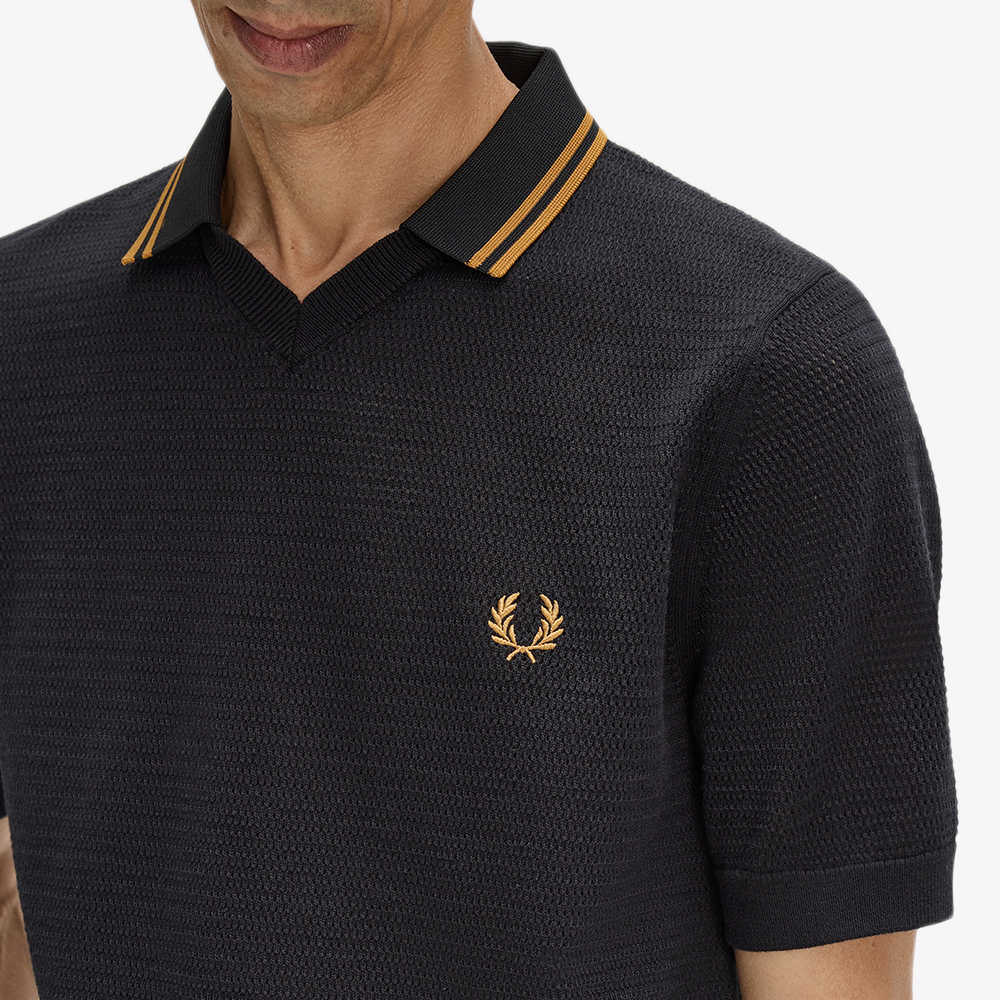 프레드페리 포인텔 니트 셔츠 블랙(Fred Perry Pointelle Knitted Shirt Black) - 4
