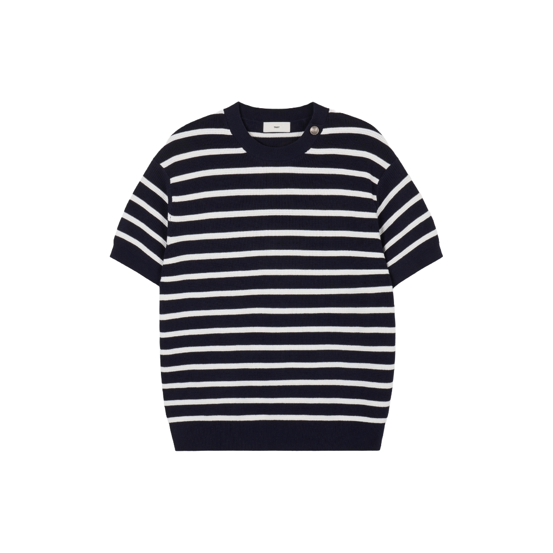 티엔지티 스트라이프 버튼 니트 네이비(TNGT Striped Button Knit Navy)