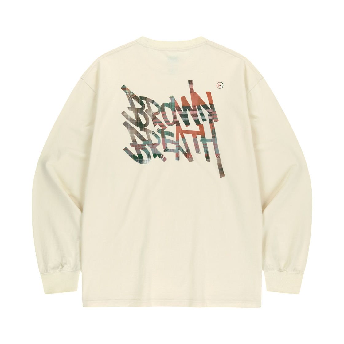 브라운브레스 패치워크 체크 태그 롱슬리브 크림(Brownbreath Patchwork Check Tag Longsleeve Cream)