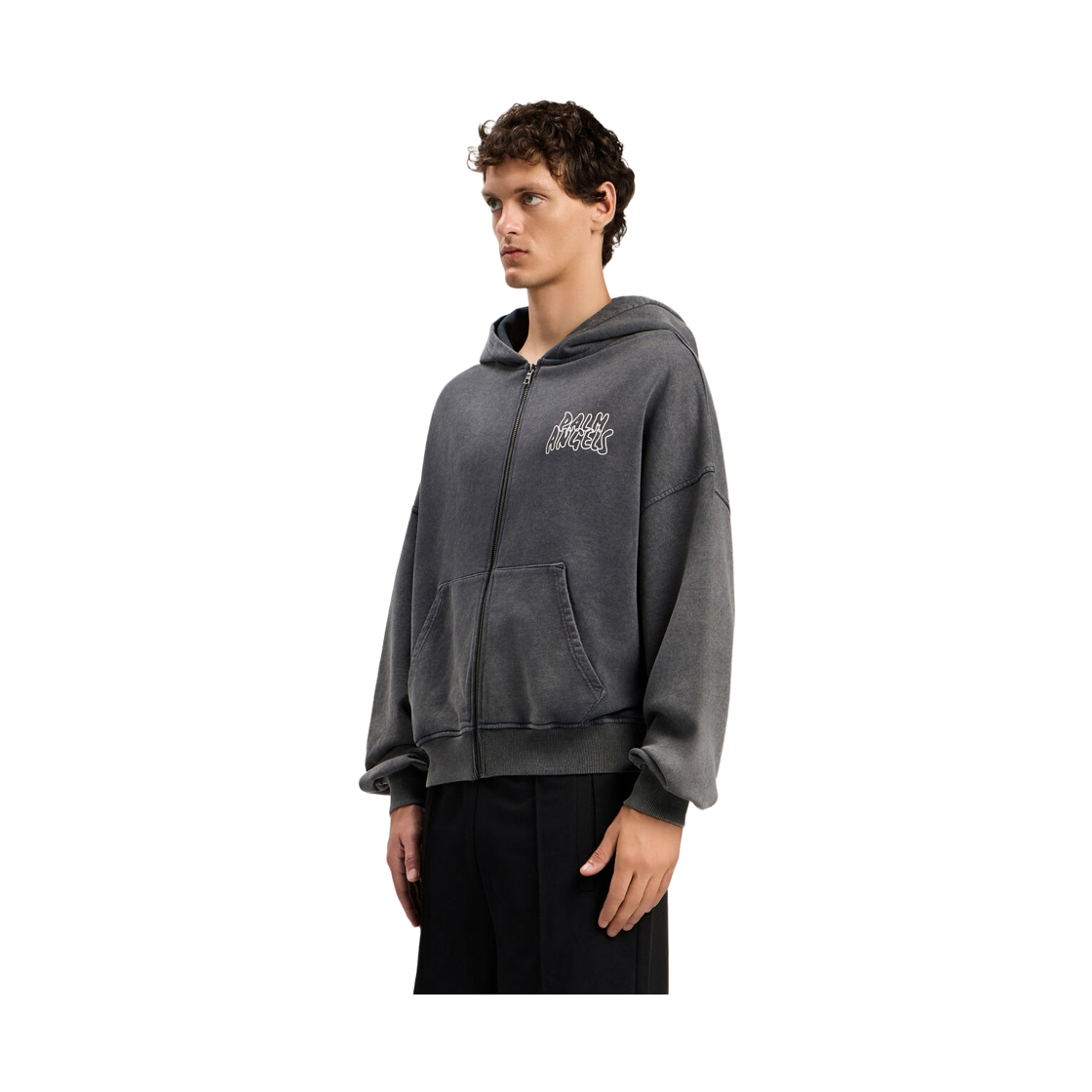 팜엔젤스 팜 리프 집드 루즈 후디 - 블랙 오버(Palm Angels Palm Leaf Zipped Loose Hoodie - Black Multicolor) - 3