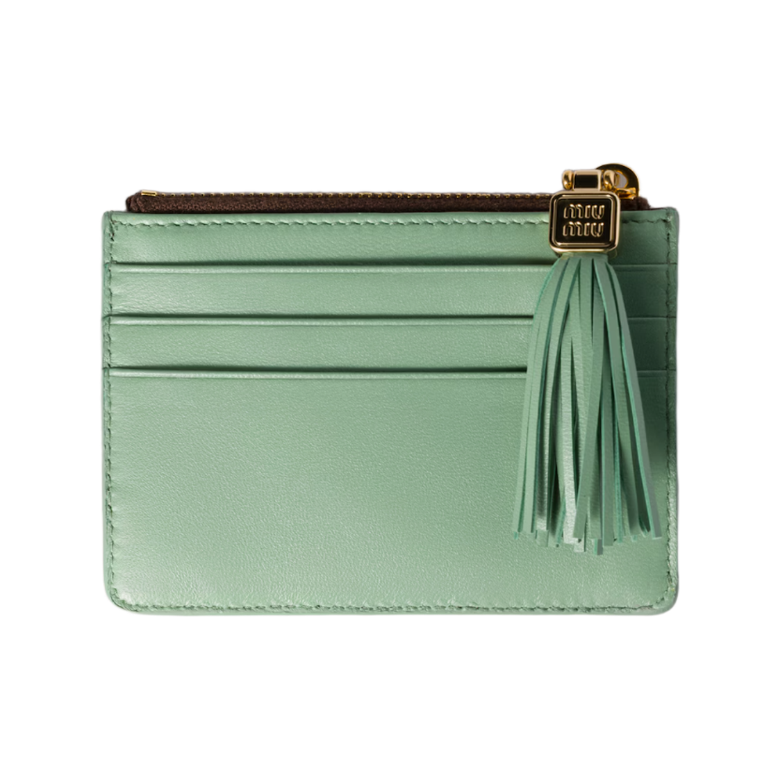 미우 미우 레더 카드 홀더 번트 아쿠아마린(Miu Miu Leather Card Holder Burnt Aquamarine) - 2