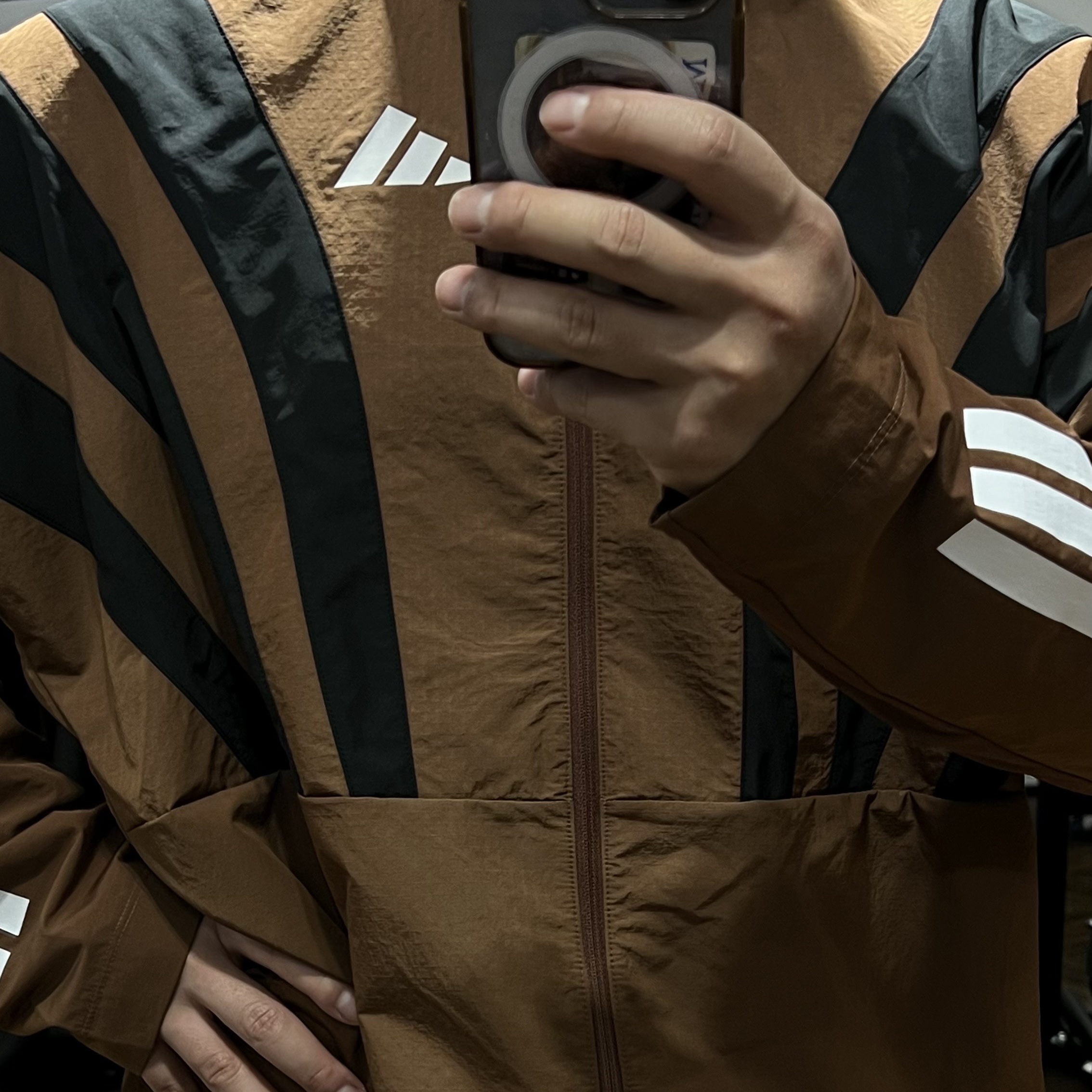 Adidas x Pharrell Williams Humanrace Adizero Archive Running Jacket Preloved Brown - KR Sizing, Adidas x Pharrell Williams Humanrace Adizero Archive Running 3Inch Shorts Preloved Brown - KR Sizing 착용 스타일 - 3